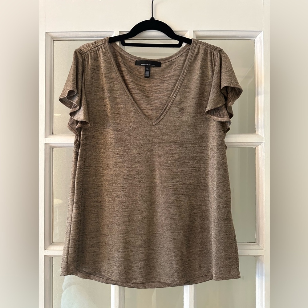 White House Black Market Ruffle Sleeve Tee Size XL.